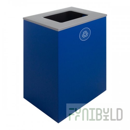 Busch Systems Spectrum 104004 32 Gallon Blue Powder-Coated Steel Decorative Recycling Bin