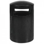 Ex-Cell Kaiser WR-10R CVR BLK Landscape Series 10 Gallon Round Black Gloss Perforated Trash Can with Lid