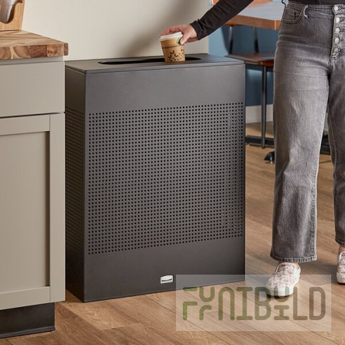 Rubbermaid® FGSR18EPLTBK Silhouettes Textured Black Steel Designer Rectangular Trash Can - 22.5 Gallon