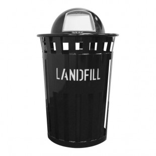 Witt Industries Oakley Eco M3601LF-DT-BK 36 Gallon Black Outdoor Landfill Receptacle with Dome Top Lid Witt Industries Oakley Eco M3601LF-DT-BK 36 Gallon Black Outdoor Landfill Receptacle with Dome Top Lid