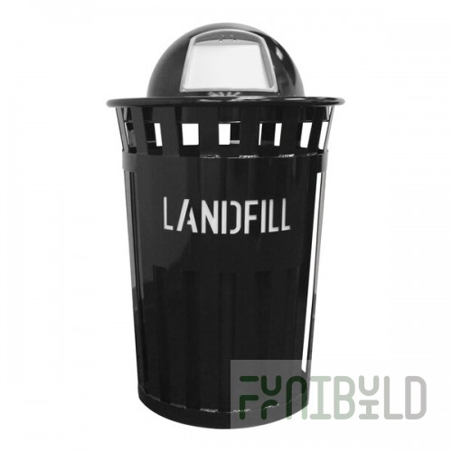 Witt Industries Oakley Eco M3601LF-DT-BK 36 Gallon Black Outdoor Landfill Receptacle with Dome Top Lid