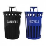 Witt Industries Oakley Eco M3601LF-DT-BK 36 Gallon Black Outdoor Landfill Receptacle with Dome Top Lid Witt Industries Oakley Eco M3601LF-DT-BK 36 Gallon Black Outdoor Landfill Receptacle with Dome Top Lid