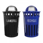 Witt Industries Oakley Eco M3601LF-DT-BK 36 Gallon Black Outdoor Landfill Receptacle with Dome Top Lid Witt Industries Oakley Eco M3601LF-DT-BK 36 Gallon Black Outdoor Landfill Receptacle with Dome Top Lid