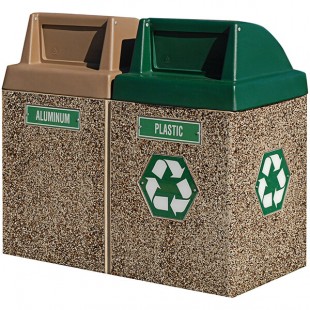 Wausau Tile TF1007 2-Stream 88 Gallon Concrete Trash and Recycling Station with Push Door Lids Wausau Tile TF1007 2-Stream 88 Gallon Concrete Trash and Recycling Station with Push Door Lids