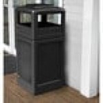 Commercial Zone 73300199 PolyTec 42 Gallon Square Black Trash Can and Ashtray Dome Lid Set