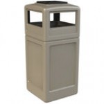 Commercial Zone 73300199 PolyTec 42 Gallon Square Black Trash Can and Ashtray Dome Lid Set