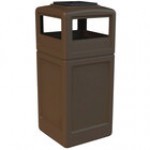 Commercial Zone 73300199 PolyTec 42 Gallon Square Black Trash Can and Ashtray Dome Lid Set