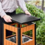 Lancaster Table & Seating 11 Gallon Steel / Wood Composite Square Decorative Outdoor Trash Can with Covered Top Lancaster Table & Seating 11 Gallon Steel / Wood Composite Square Decorative Outdoor Trash Can with Covered Top