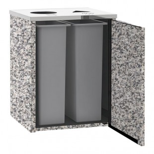 Lakeside 3412GS Stainless Steel Rectangular Refuse / Recycling Station with Top Access and Gray Sand Laminate Finish - 26 1/2