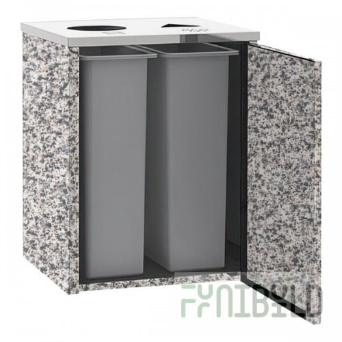 Lakeside 3412GS Stainless Steel Rectangular Refuse / Recycling Station with Top Access and Gray Sand Laminate Finish - 26 1/2