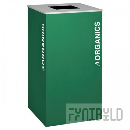 Ex-Cell Kaiser RC-KD36-O EGX Kaleidoscope XL Series Emerald Texture Square 36 Gallon Customizable Organics Receptacle