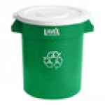 Lavex 20 Gallon Green Round Commercial Recycling Can with White Lid Lavex 20 Gallon Green Round Commercial Recycling Can with White Lid