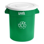 Lavex 20 Gallon Green Round Commercial Recycling Can with White Lid Lavex 20 Gallon Green Round Commercial Recycling Can with White Lid