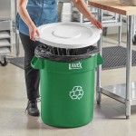 Lavex 20 Gallon Green Round Commercial Recycling Can with White Lid Lavex 20 Gallon Green Round Commercial Recycling Can with White Lid