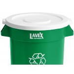 Lavex 20 Gallon Green Round Commercial Recycling Can with White Lid Lavex 20 Gallon Green Round Commercial Recycling Can with White Lid