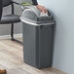 Lavex 16 Gallon Gray Slim Rectangular Trash Can with Dome Swing Lid Lavex 16 Gallon Gray Slim Rectangular Trash Can with Dome Swing Lid