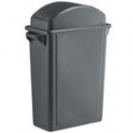 Lavex 16 Gallon Gray Slim Rectangular Trash Can with Dome Swing Lid Lavex 16 Gallon Gray Slim Rectangular Trash Can with Dome Swing Lid