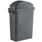 Lavex 16 Gallon Gray Slim Rectangular Trash Can with Dome Swing Lid Lavex 16 Gallon Gray Slim Rectangular Trash Can with Dome Swing Lid