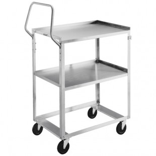 Lakeside 6810 Medium-Duty Stainless Steel Two Shelf Ergo-One System Utility Cart - 31 1/8 Lakeside 6810 Medium-Duty Stainless Steel Two Shelf Ergo-One System Utility Cart - 31 1/8