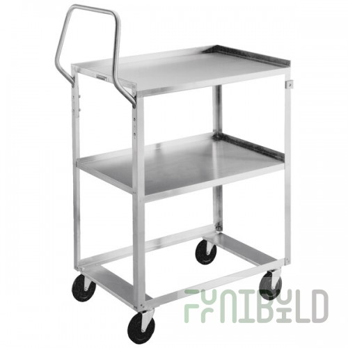 Lakeside 6810 Medium-Duty Stainless Steel Two Shelf Ergo-One System Utility Cart - 31 1/8