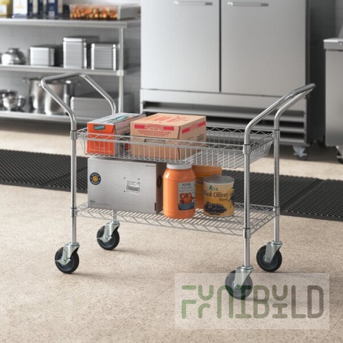 Regency Chrome 1 Shelf and 1 Basket Utility Cart - 18