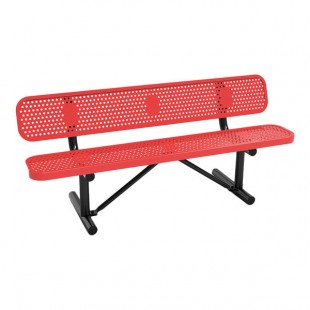 Lifeyard 6' Red Perforated Metal Bench