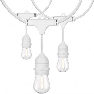 24' LED String Lights with White Cord and (12) S14 Bulbs - 120V, 12W, 2200K 24' LED String Lights with White Cord and (12) S14 Bulbs - 120V, 12W, 2200K