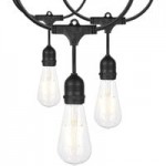 24' LED String Lights with White Cord and (12) S14 Bulbs - 120V, 12W, 2200K