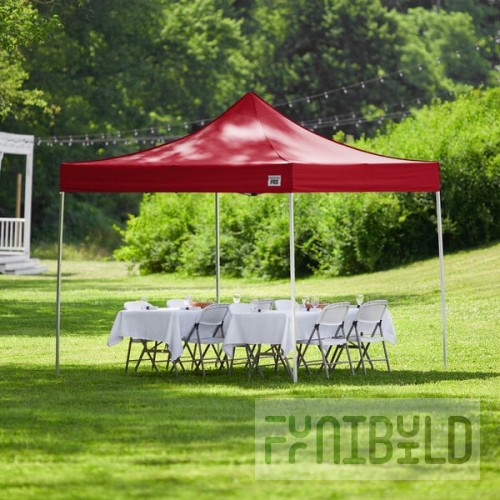 Backyard Pro Courtyard Series 10' x 10' Red Straight Leg Heavy-Duty Aluminum Instant Pop-Up Canopy Tent