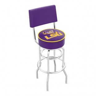 Holland Bar Stool L7C430LaStUn Louisiana State University Double Ring Swivel Stool with Padded Back and Seat