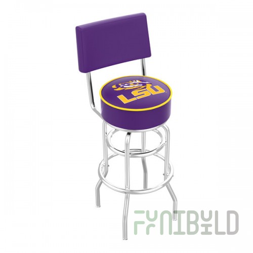 Holland Bar Stool L7C430LaStUn Louisiana State University Double Ring Swivel Stool with Padded Back and Seat