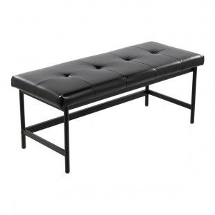 LumiSource Fuji Black Faux Leather Bench with Black Metal Frame LumiSource Fuji Black Faux Leather Bench with Black Metal Frame