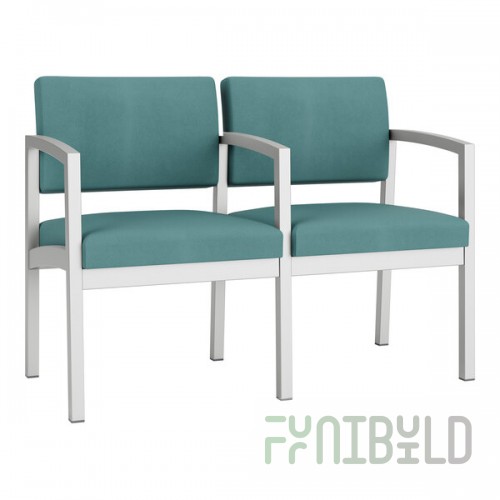 Lesro Lenox Steel Patriot Plus Sea Vinyl Loveseat with Center Arm