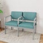 Lesro Lenox Steel Patriot Plus Sea Vinyl Loveseat with Center Arm Lesro Lenox Steel Patriot Plus Sea Vinyl Loveseat with Center Arm