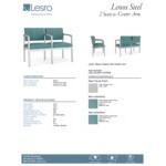 Lesro Lenox Steel Patriot Plus Sea Vinyl Loveseat with Center Arm Lesro Lenox Steel Patriot Plus Sea Vinyl Loveseat with Center Arm