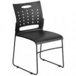 Flash Furniture RUT-2-BK-GG Hercules Black Sled Base Stack Chair with Air-Vent Back Flash Furniture RUT-2-BK-GG Hercules Black Sled Base Stack Chair with Air-Vent Back