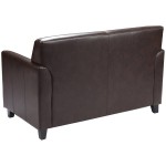 Flash Furniture BT-827-2-BN-GG Hercules Diplomat Brown Leather Loveseat with Wooden Feet