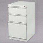 Hirsh 19353 White Mobile Pedestal Letter File Cabinet with 2 Box Drawers and 1 File Drawer - 15