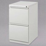 Hirsh 19353 White Mobile Pedestal Letter File Cabinet with 2 Box Drawers and 1 File Drawer - 15