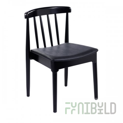Flash Furniture Chester Black Solid Wood Dining Chair with Black Vinyl Padded Seat