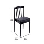 Flash Furniture Chester Black Solid Wood Dining Chair with Black Vinyl Padded Seat