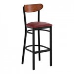 Lancaster Table & Seating Boomerang Black Finish Chair with Burgundy Vinyl Seat and Antique Walnut Wood Back - Unassembled Lancaster Table & Seating Boomerang Black Finish Chair with Burgundy Vinyl Seat and Antique Walnut Wood Back - Unassembled