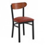 Lancaster Table & Seating Boomerang Black Finish Chair with Burgundy Vinyl Seat and Antique Walnut Wood Back - Unassembled Lancaster Table & Seating Boomerang Black Finish Chair with Burgundy Vinyl Seat and Antique Walnut Wood Back - Unassembled