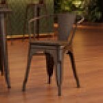 Lancaster Table & Seating Alloy Copper Indoor Arm Chair with Walnut Wood Seat