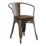 Lancaster Table & Seating Alloy Copper Indoor Arm Chair with Walnut Wood Seat