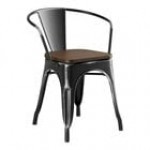 Lancaster Table & Seating Alloy Copper Indoor Arm Chair with Walnut Wood Seat