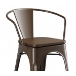 Lancaster Table & Seating Alloy Copper Indoor Arm Chair with Walnut Wood Seat