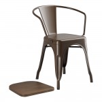 Lancaster Table & Seating Alloy Copper Indoor Arm Chair with Walnut Wood Seat