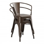 Lancaster Table & Seating Alloy Copper Indoor Arm Chair with Walnut Wood Seat