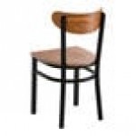 Lancaster Table & Seating Boomerang Black Finish Chair with Vintage Wood Seat and Back - Unassembled